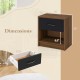 Bedside table nightstand with drawer and open storage shelf, brown finish, dimensions shown for easy reference.