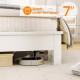Full size platform slat bed frame in white showcasing 7-inch under-bed space for easy storage and cleaning.