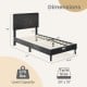 Twin size upholstered platform bed frame with high headboard, faux linen fabric, and robust plywood slats for support.