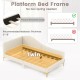 Upholstered twin size daybed with metal legs and wood slats, featuring a practical embedded design for mattress support.