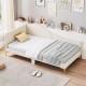 Upholstered twin size daybed with metal legs, breathable linen fabric, and rivet design, perfect for versatile use.