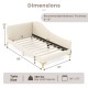 Twin size upholstered daybed with metal legs, wood slats, and rivet design, perfect for versatile use in any space.