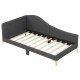Full/Twin size rivet-tufted platform bed with metal legs and wood slats, ideal as a daybed or sofa for versatile use.
