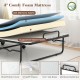 4-inch comfy foam mattress with gel memory foam and breathable cover, designed for a cot size folding bed frame.