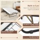 Cot size folding bed frame with memory foam mattress, heavy-duty metal frame, and non-slip foot pads for stability.