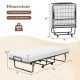 Folding bed frame with memory foam mattress, heavy-duty metal construction, and wheels for easy mobility, ideal for.