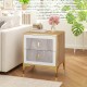 Nightstand with 2 pull-out drawers, featuring elegant marble motifs and gold metal legs, perfect for living room or.