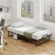 Twin size folding bed with a 5-inch mattress, showcasing U-shaped legs and a side pocket for convenient storage.
