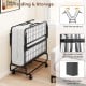 Twin size folding bed with 5-inch mattress, compact design, and protective cover for easy storage and mobility.