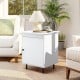 Mid-century white nightstand with door, ample storage, and open tabletop for living room or bedroom use.