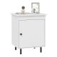 White nightstand with a door, featuring a sleek finish and ample storage, perfect for living rooms and bedrooms.