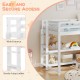 Twin size loft bed in white with sturdy 4-step ladder and storage shelves for organized living space.