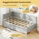 Twin size daybed in gray with rugged wooden construction and 2 storage drawers, perfect for small spaces and sleepovers.