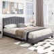 Modern upholstered queen bed frame with adjustable tufted headboard, featuring a sleek design for comfortable sleep.