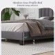 Modern low-profile upholstered bed frame with adjustable headboard, featuring a 9.5" height for easy access.