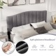 Queen size modern upholstered bed frame with adjustable tufted headboard in breathable linen for comfort and support.
