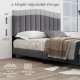 Queen size modern upholstered bed frame with adjustable tufted headboard, designed for 10"-14" mattresses, no box.