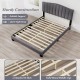 Queen size modern upholstered bed frame showcasing sturdy LVL slats and adjustable tufted headboard for comfort.