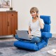 Adjustable blue folding sofa chair with 6 position backrest, ergonomic design, and flip-up armrests for comfort.