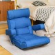 Blue adjustable folding sofa chair with six-position backrest, ergonomic design, and soft foam padding for comfort.