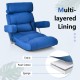 Adjustable folding sofa chair in blue with ergonomic design, featuring a 6-position backrest and soft foam cushioning.