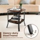 Round end table featuring a thick MDF top and steel frame, offering 2-tier storage for living room essentials.