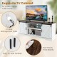 White TV stand for 65-inch TVs featuring adjustable shelves, cable management holes, and easy-to-hold handles.