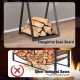 Triangle firewood rack with raised base, sturdy steel frame, non-hollow design to prevent wood chip scattering.