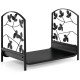 Heavy-duty 19-inch firewood rack with a rustproof steel frame, suitable for indoor and outdoor use, holds 110 lbs.