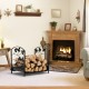 Heavy-duty 19-inch firewood rack with a rustproof steel frame, holding logs indoors by the fireplace for easy access.
