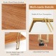 Rustic wood grain surface and sturdy gold metal legs of the 2-tier rectangle coffee table for stylish living room decor.