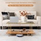Rectangle glass coffee table with white and gold steel frame, featuring a 2-tier design for extra storage and easy.