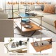 Rectangle glass coffee table with white faux marble top and gold steel frame, featuring two tiers for ample storage.