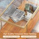 Rectangle glass coffee table with white faux marble top and gold steel frame, featuring two tiers for extra storage.