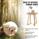24-inch round end table made of natural rubber wood with V-shaped legs and adjustable foot pads for stability.