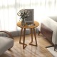 24-inch round end table made of rubber wood with V-shaped legs, perfect for living room or balcony decor.