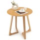 24-inch round end table made of rubber wood with V-shaped legs, ideal for living room or balcony use.