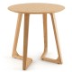24-inch round end table made of rubber wood with V-shaped legs and adjustable foot pads, ideal for living rooms and.