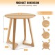 24-inch round end table made of rubber wood with V-shaped legs, featuring adjustable foot pads for stability and.