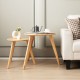 Set of two triangle coffee tables made of natural rubber wood, ideal for living room or home office use.