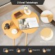Set of 2 oval coffee tables in natural rubber wood, featuring thickened tops and safe rounded corners for versatile use.