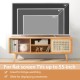 Modern TV stand with rattan sliding doors, natural bamboo finish, adjustable shelf, for flat screen TVs up to 55-inch.