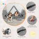 8-piece gray kids play couch sofa with portable handle, machine-washable fabric, and smooth zippers for easy cleaning.