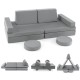 Gray 8-piece kids modular play couch set with portable handle, designed for creativity and easy cleaning.
