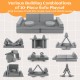10-piece gray kids play couch set showcasing various building combinations for creative play and imagination.