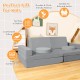 8-piece gray kids play couch sofa set with portable handle, ideal for creativity and easy cleaning for children.