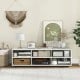 White TV stand for TVs up to 55 inches featuring 6 storage compartments and adjustable shelves for modern living rooms.
