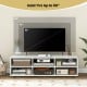 TV stand in white for TVs up to 55 inches, featuring 6 storage compartments and adjustable shelves for versatile use.