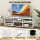 TV stand in white for TVs up to 55 inches, featuring 6 storage compartments and cable management for a tidy setup.