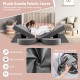 Kids modular play sofa in gray with detachable plush suede cover, ideal for playroom creativity and easy maintenance.